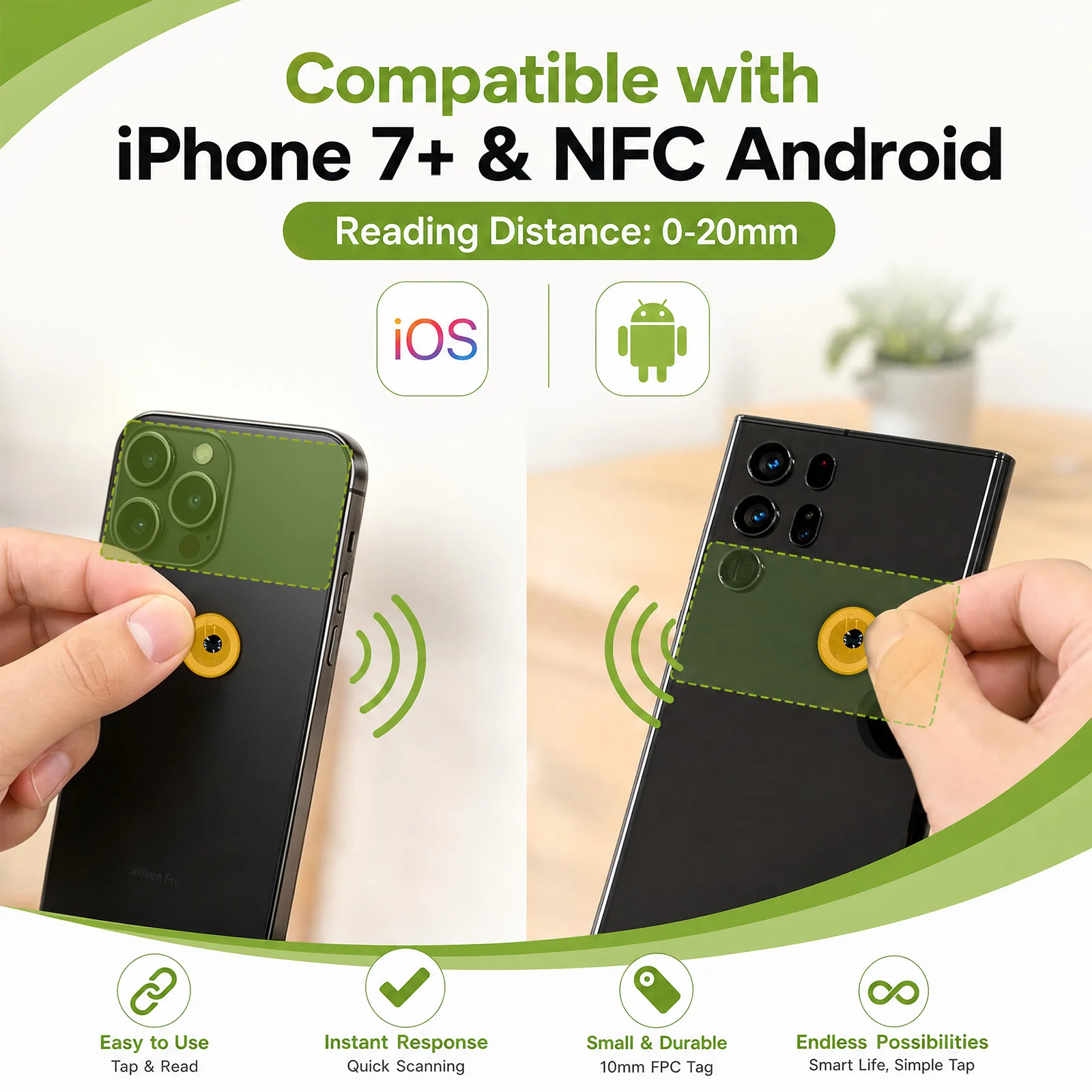 20/50Pack 10mm Small FPC NFC Tag NTAG213 144Bytes Programmable Rewritable Sticker for Smart Devices Product Authentication view 6
