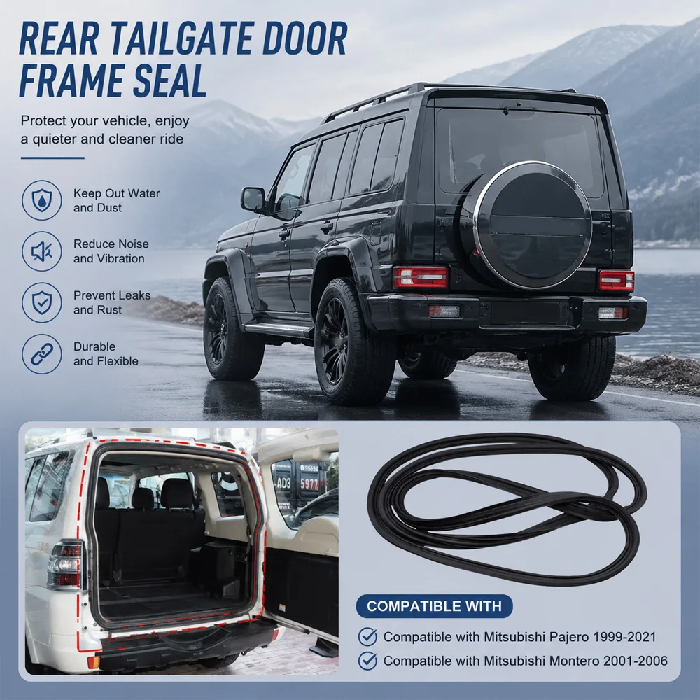 Rear Trunk Tailgate Black Rubber Seal Strip Back Door Weatherstrip for Mitsubishi Pajero 1999-2021 Montero 2001-2006 MR437182