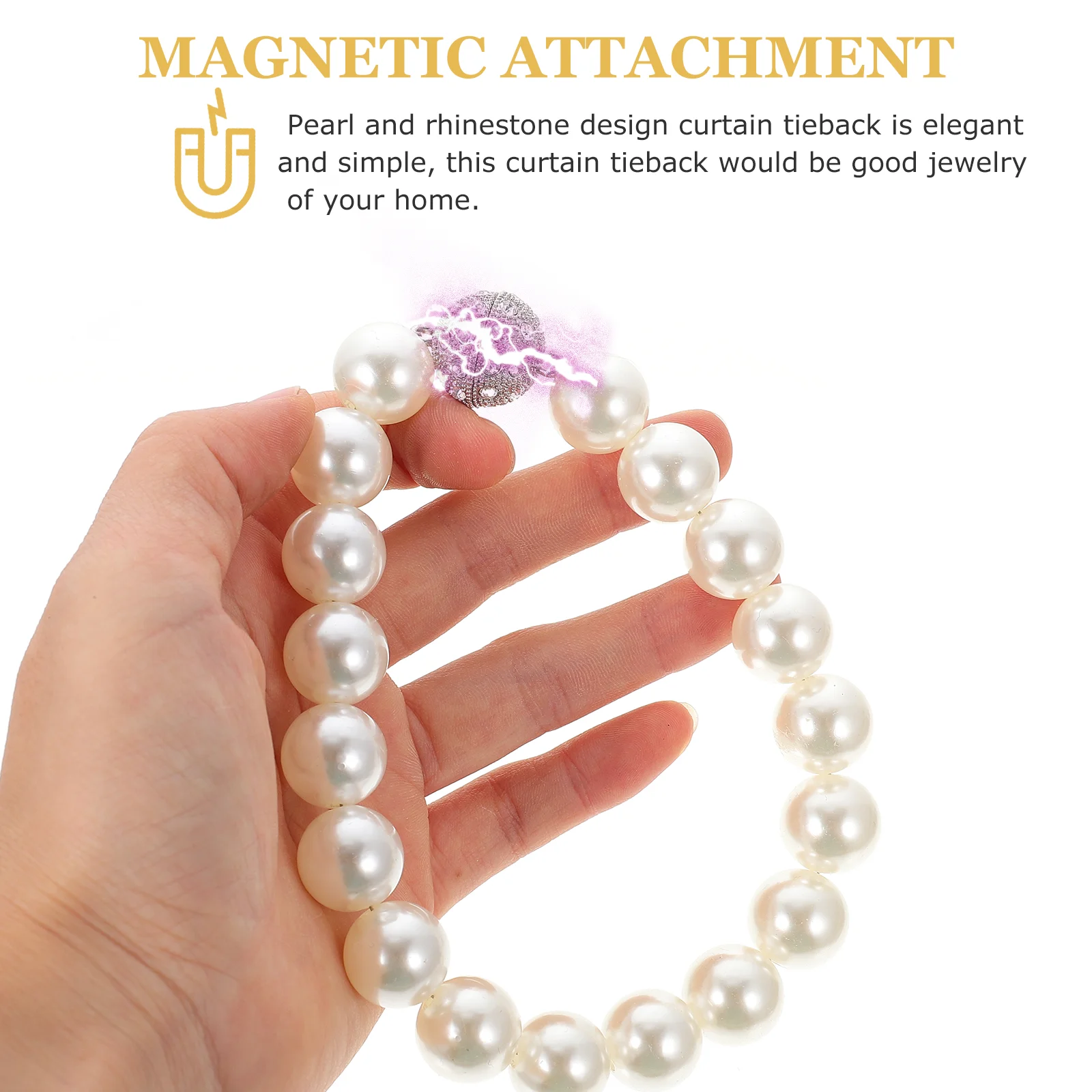 Curtain Tie Chic Tieback Decors Imitation Pearl Ornament Fake Design Holder Strap Punch-free Delicate Black