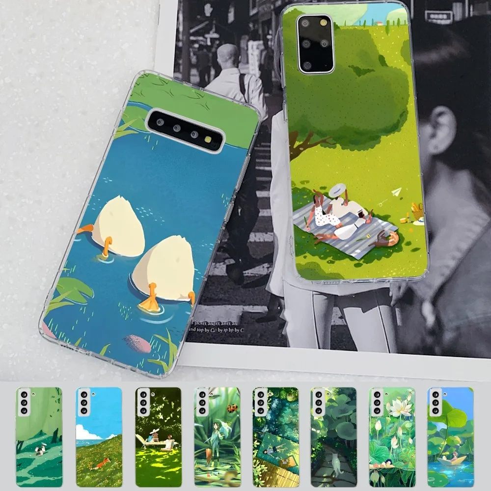 

Summer illustration Phone Case for Samsung S21 A10 for Redmi Note 7 9 for Huawei P30Pro Honor 8X 10i Cover