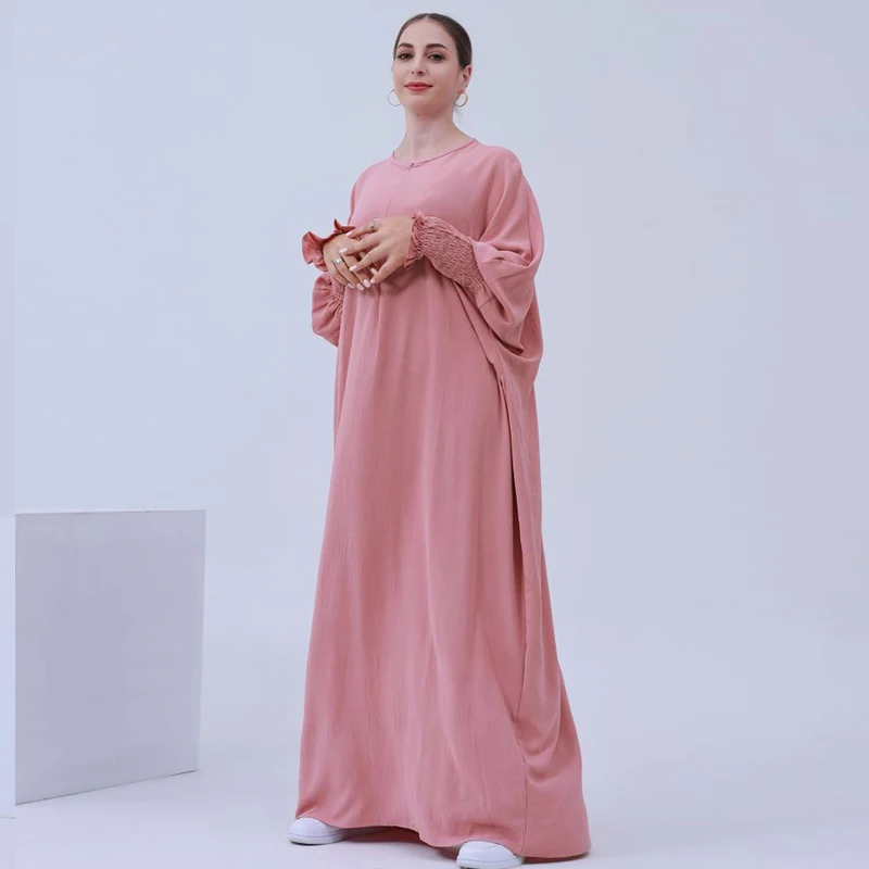 Wrinkle Soft Crepe Prayer Clothes Abaya Dubai Kaftans Saudi Arabia Turkey Islam Muslim Maxi Dress Djellaba Robe Femme Musulmane