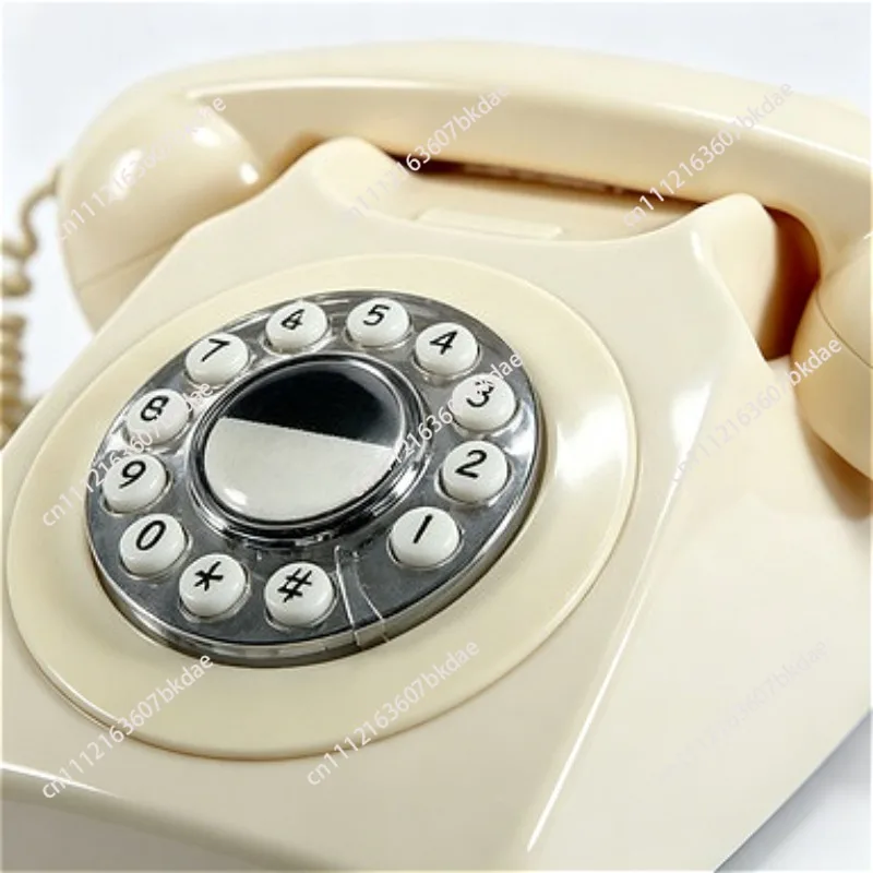 Vintage Style Corded Phone Landline Phone Retro Old Fashioned Rotary Dial Home Telephone with Mechanical & Electronic Ringtone