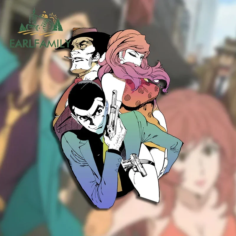 EARLFAMILY 13cm X 9.5cm For Lupin Car Sticker Sunscreen Vinyl Decals Fashionable Car Door Protector Anime Cartoon Simple Decor