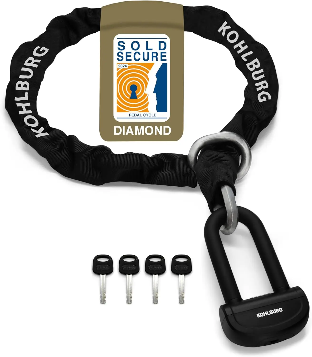 

13 lbs massive motorcycle security chain lock - 5 ft long with our highest German Security Level 10plus of 10 - heavy duty steel