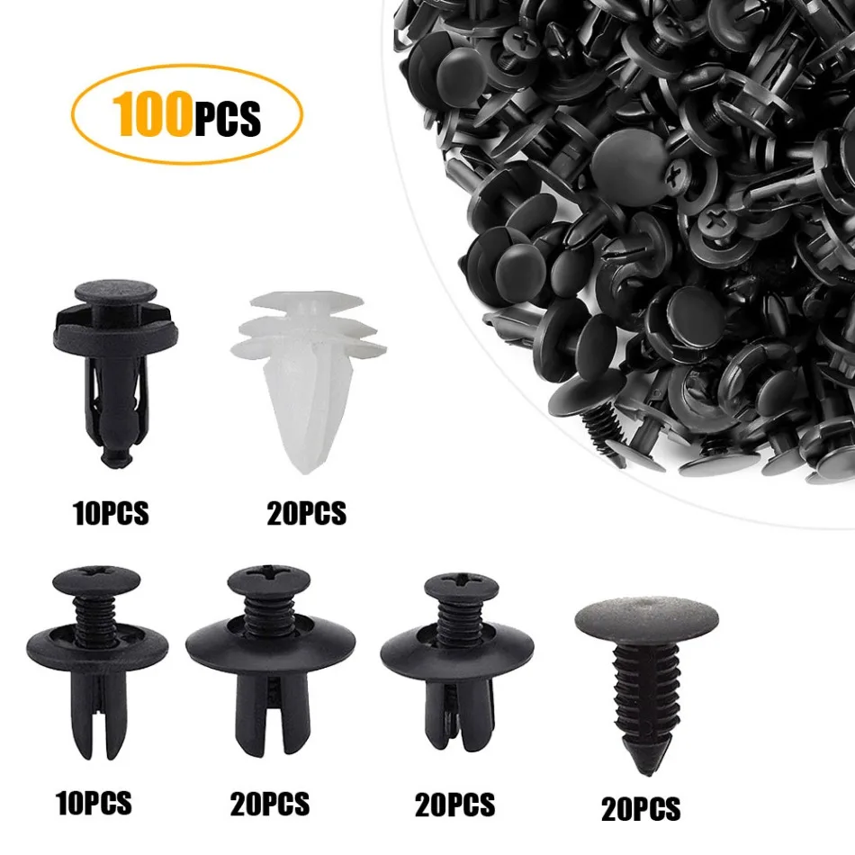 

100pcs Car Mixed Fastener Clip Car Body Push Type Retainer Pin Rivet Kit Bumper Door Trim Panel Retainer Clip Auto Accessories