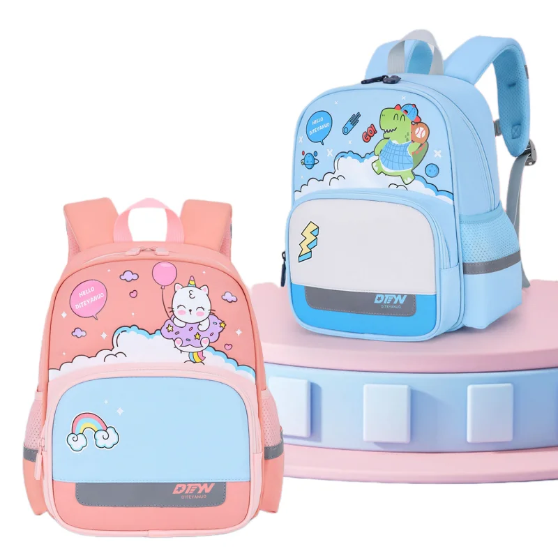 Cartoon Kids Backpack Lightweight Casual Toddler School Bag With Reflective Strips Adjustable Shoulder Straps Children Daypack