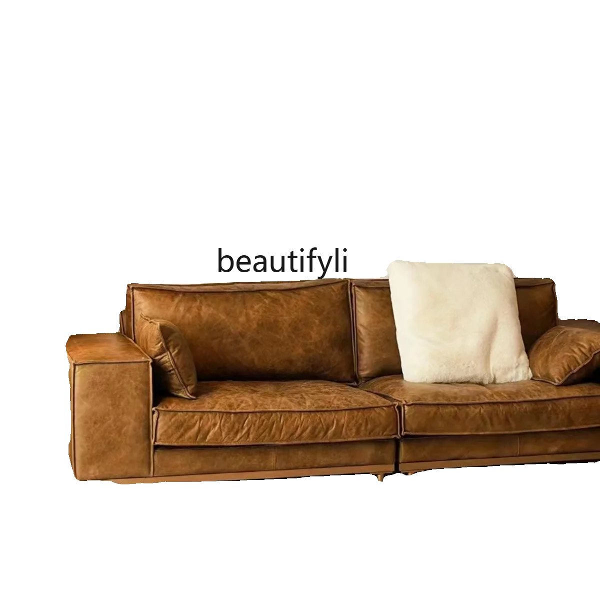 Amerykańska Sofa w stylu Mid-Ancient Retro skórzane Sofa pierwsza warstwa skóry wołowej dół Sofa lekka luksusowa