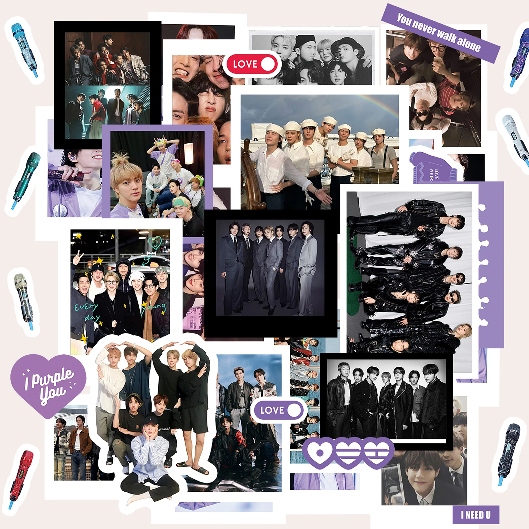 Sticker Sheet Set - ชุด 100 ชิ้น สติกเกอร์ BTS สติกเกอร์
