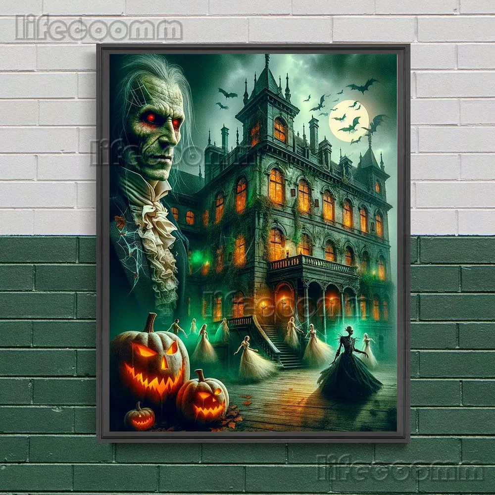 Devil Garden,Zombie Castle,Horror Ward,Abstract Wall Art Canvas Painting Witchcraft Demon Art Poster Print Home Decor Unframed
