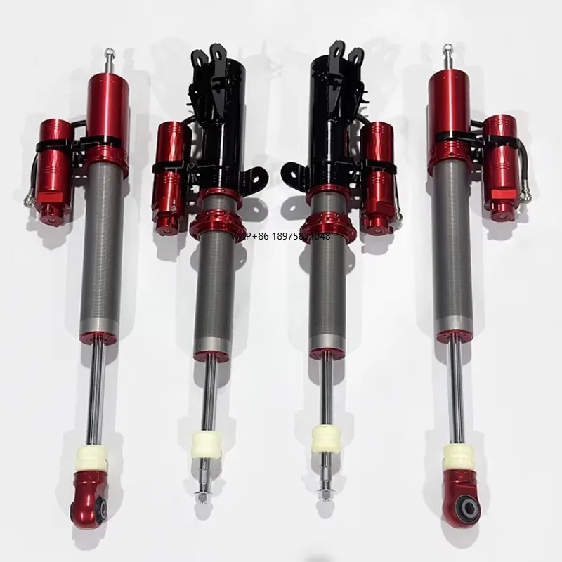 

T1 Red Color 2-Inch Lift Shock Absorbers Front Rear 2.0-Inch Diameter Tubes 12-Level Adjustable Compression