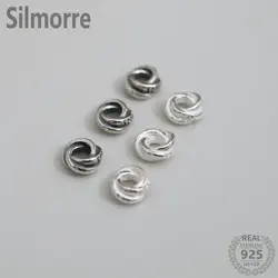 2pcs 100% Solid 925 Sterling Silver Twist Spacer Loose Beads for DIY Fine Jewelry Finding JQ0035