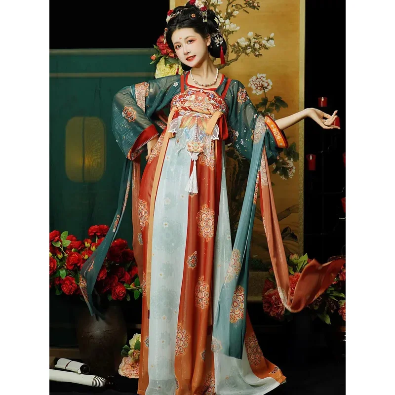

New original Hanfu [Glorious Scenery Long Song] Tang Tang collar chest-length sling Han elements exquisite vintage skirt suit