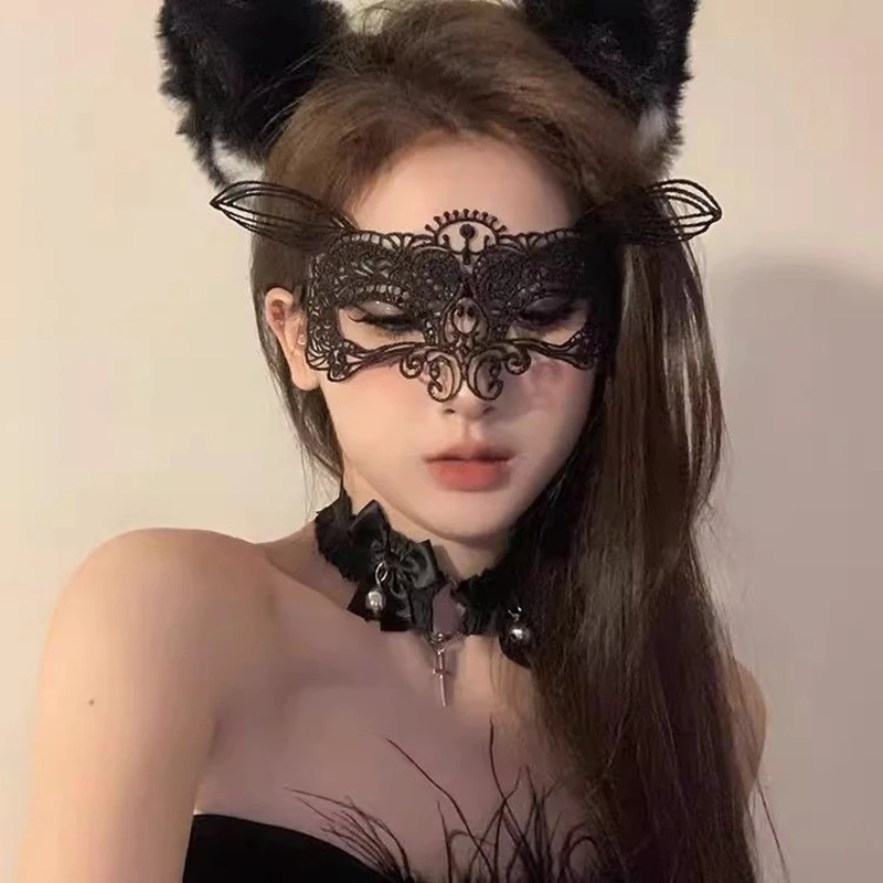Masques de mascarade pour femmes, masque pour les yeux vénitien ajouré en dentelle, Costume de bal, fête de carnaval d'halloween, Cosplay Sexy noir blanc
