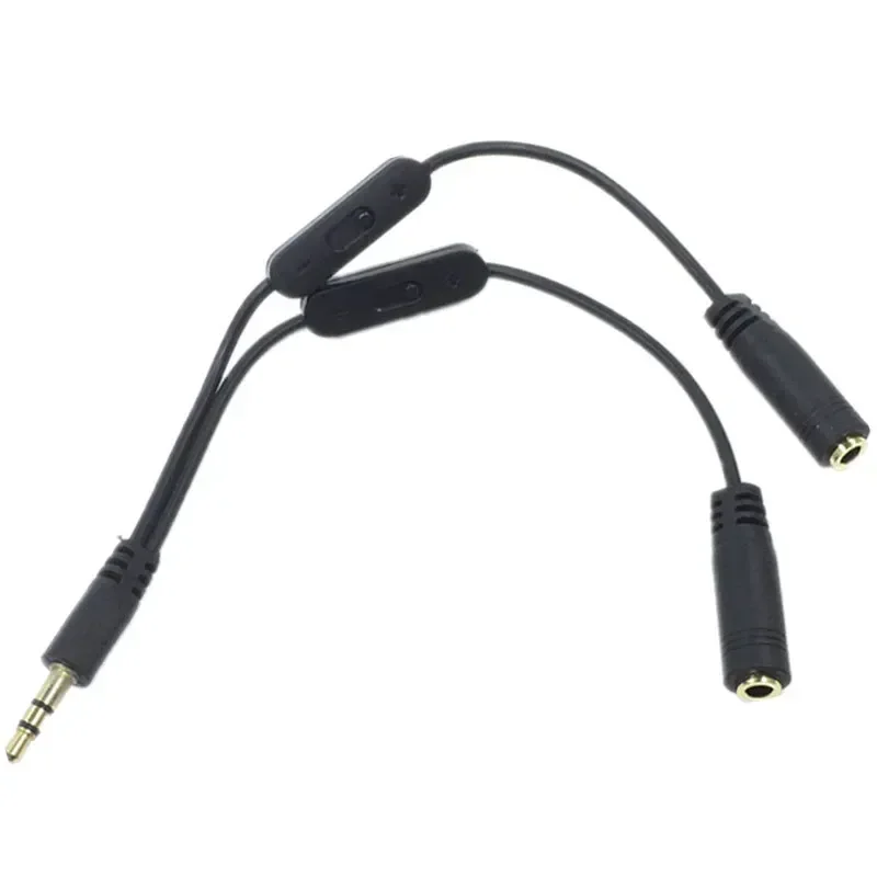 3.5 Jack Splitter męski do 2 żeńskie gniazdo 3.5mm stereofoniczny kabel Audio Y przejściówka rozgałęziająca regulacja głośności przewód AUX