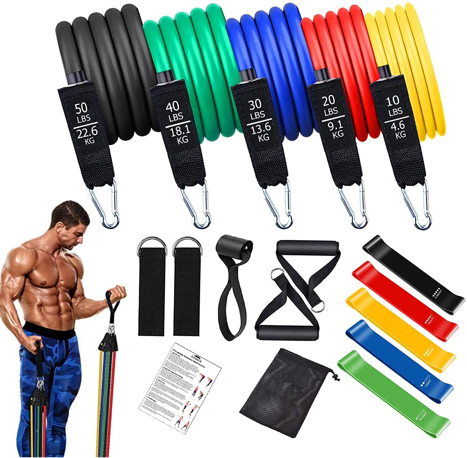 Workout Bar Fitness Weerstandsbanden Set Pilates Yoga Trektouw Oefening Training Expander Fitnessapparatuur voor thuisbodybuilding