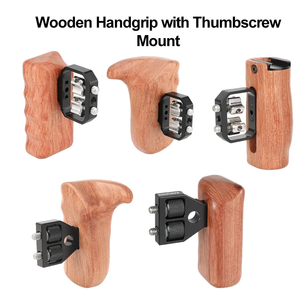 

CAMVATE Camera Wooden Handgrip For DSLR Camera Cage Handle Grips Thumbscrews Mount For Cage