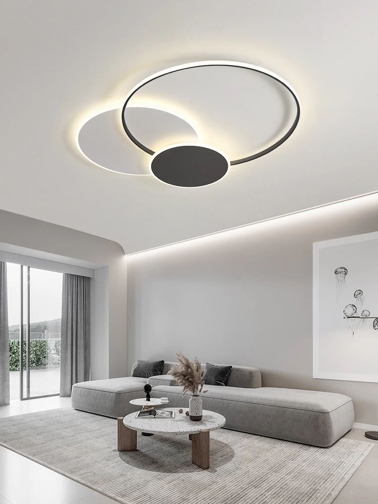 Modern Minimalism Circles Led Living Room Ceiling Lights Foyer Dimmable Round Bedroom Lamp Lighting Home Decor Luster Fixtures