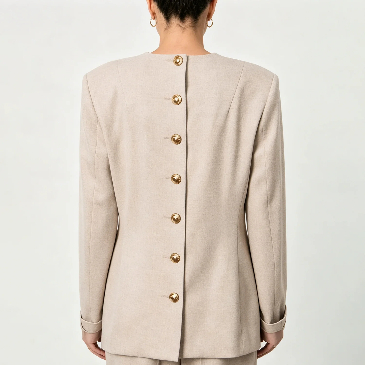 PUAL  Women O Neck Loose Blazer Jacket  Office Formal Suit Top Elegant Long Sleeve Work Coat