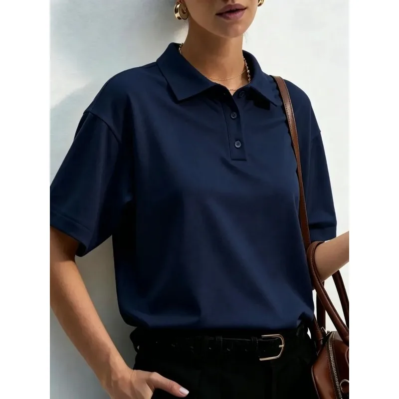 Neutral streetwear fashion cotton summer solid color polo shirt casual style women's men's breathable golf shirt T-shirt