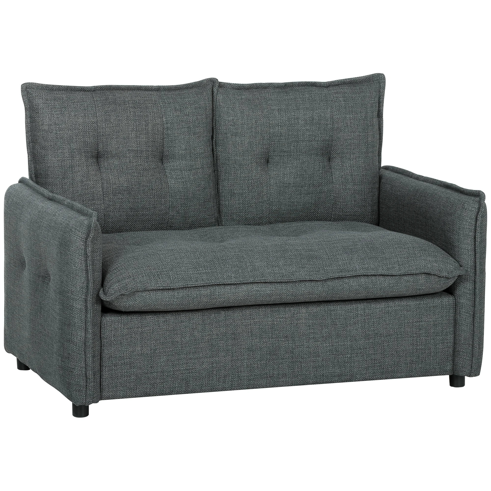HOMCOM Sofá de 2 Plazas Tapizado en Lino 131x75x85 cm Gris Oscuro