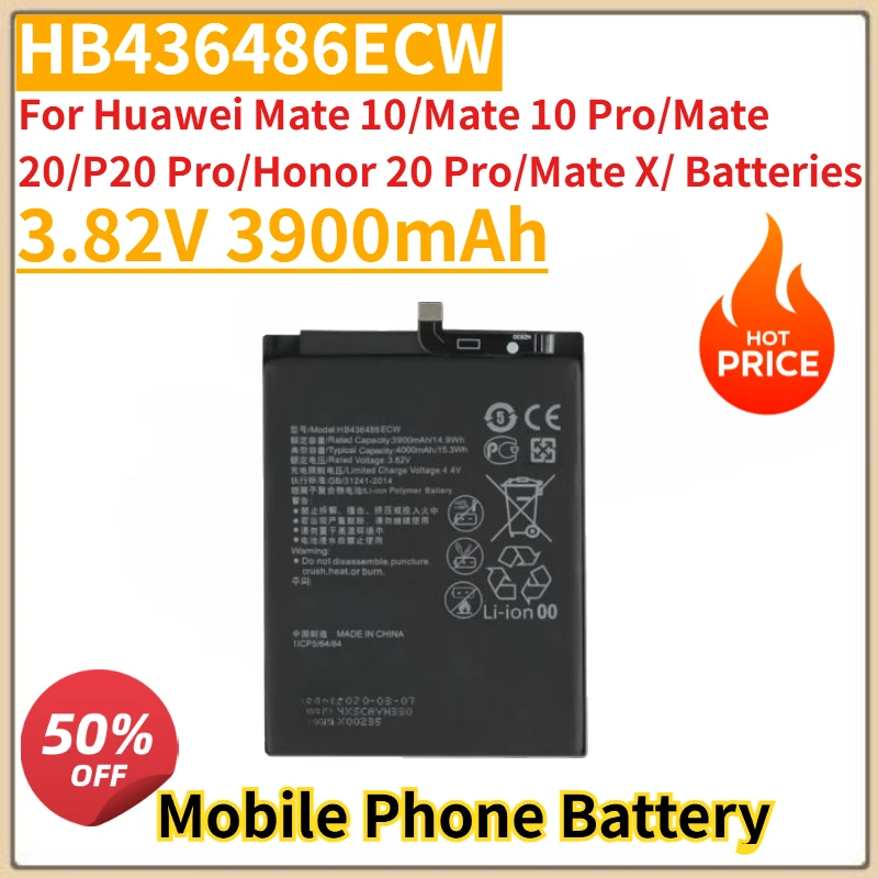 

New Mobile Phone Battery 3.82V 3900mAh for Huawei Mate 10/Mate 10 Pro/Mate 20/P20 Pro/Honor 20 Pro/Mate X/ Batteries