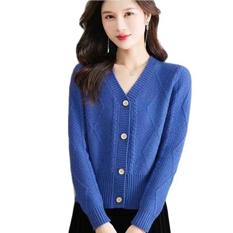 Female Korean Version High Waist Short Little Sweater Coat Women Spring Autumn With Skirt Card Waist Thin Knit Cardigan Outside.