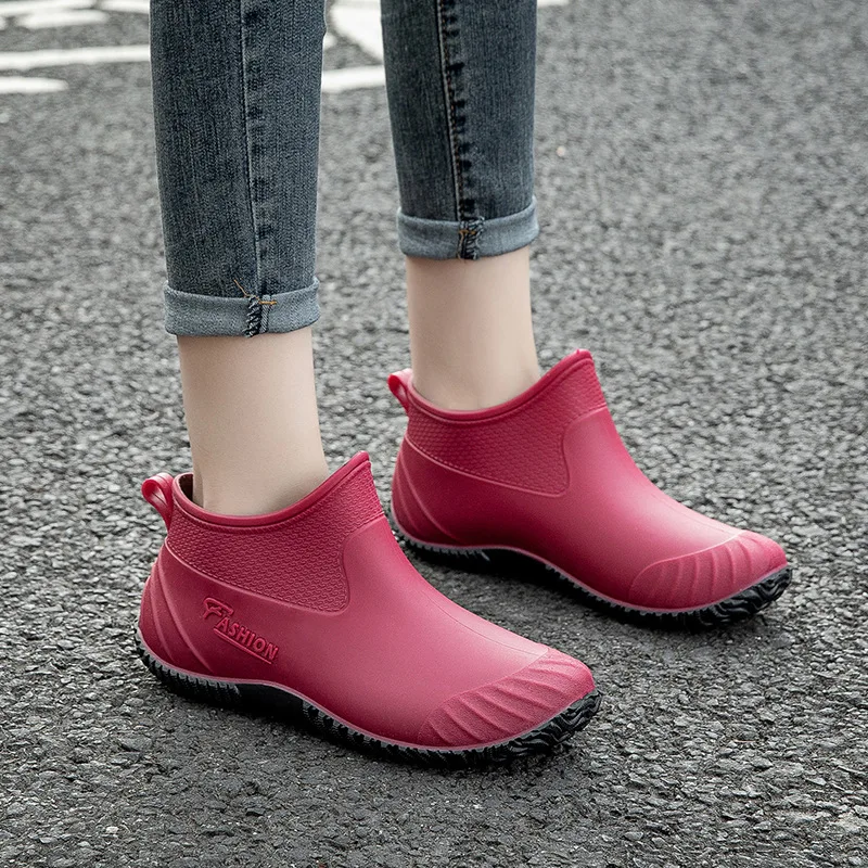 Rain Boots Women Waterproof Ankle Rubber Shoes Woman Working Garden Galoshes Comfort Water Shoes Botas De Agua Mujer Lluvia