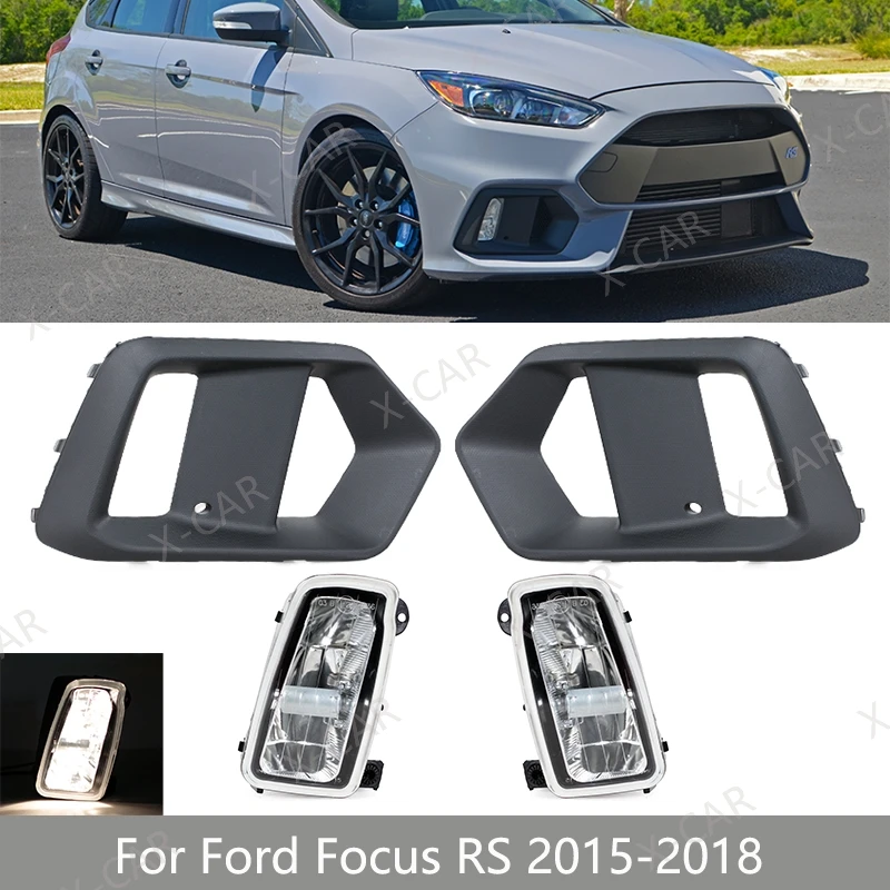 Car Front Bumper Fog Lamp Foglamp Cover Frame Cap Hood Bezel For Ford Focus RS 2015 2016 2017 2018 Foglight