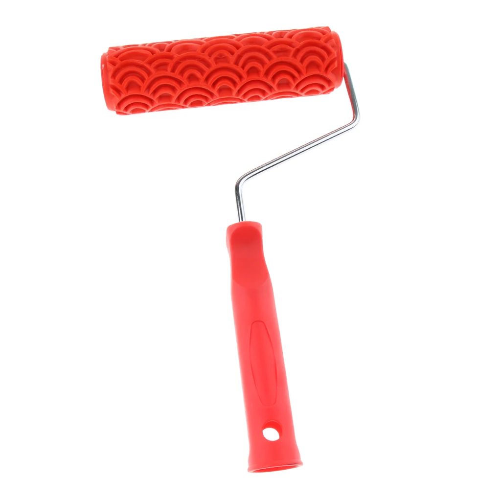 7"INCH Embossed Scale Grain Pattern Painting Roller With Handle Wall Decor