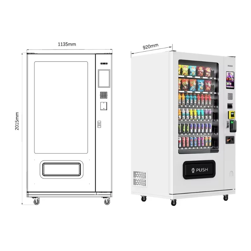 Máquina de Venda Inteligente para Shopping, Escritório, Escola, Equipamento de Venda de Lanches e Bebidas
