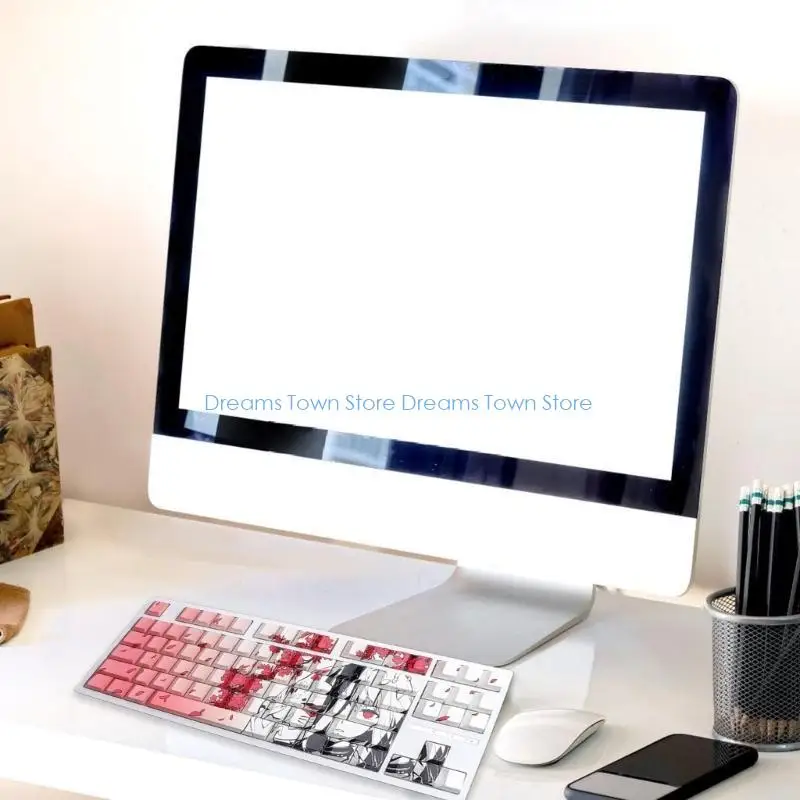 HX6A 136 Keycap Set, Side Print Translucent Keycaps for Mechanical Keyboards