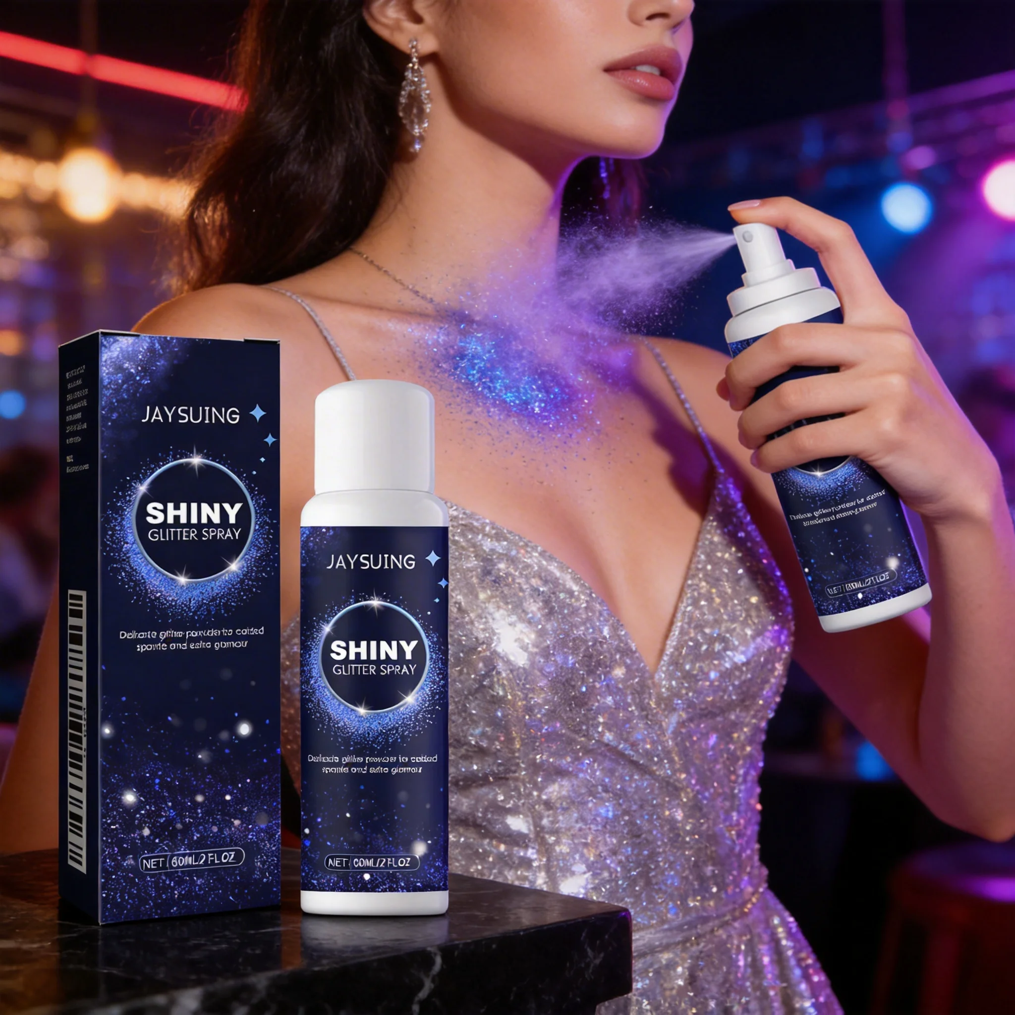 Body Glitter Spray for Collarbone Clothes Hair Long Lasting Shimmer Enhance Confidence Waterproof Party Makeup Sparkle Powders