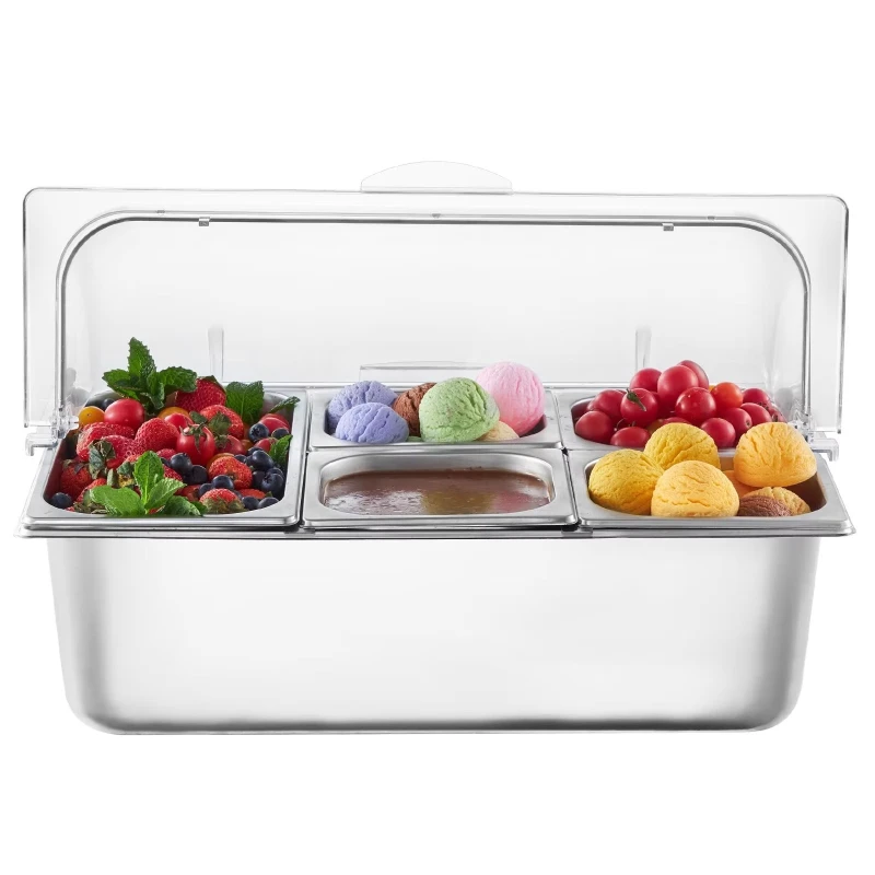 Stainless steel countertop display stand, food tray, buffet condiment dispenser