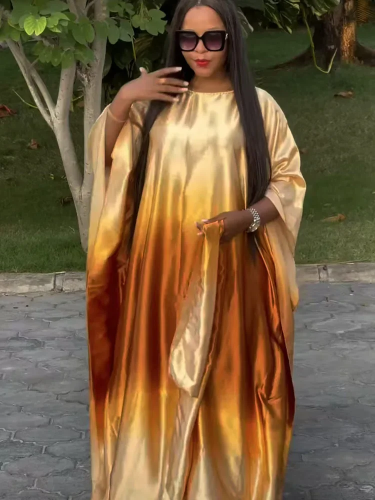 

Women's African Ankara Boubou Dashiki Kaftan Dress Soft Cotton Brocade Embroidery Long Gown for Ramadan Eid Party Wear