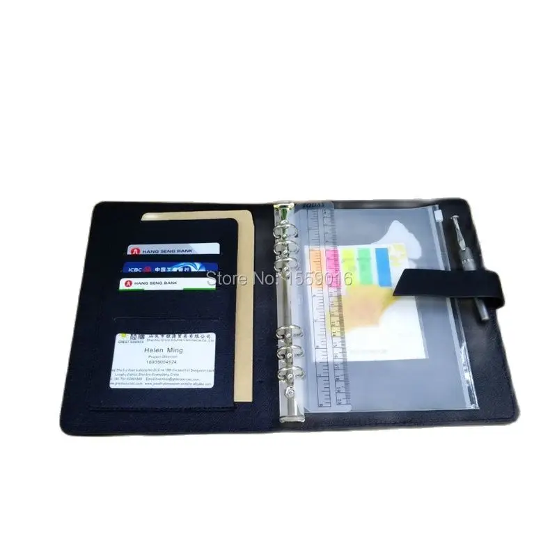 Makeasy Portfolio A5 Refillable Notebook Cover Folder Sheet Protectors Cover Organizer Bag Leaf Sticky Note Bookmark