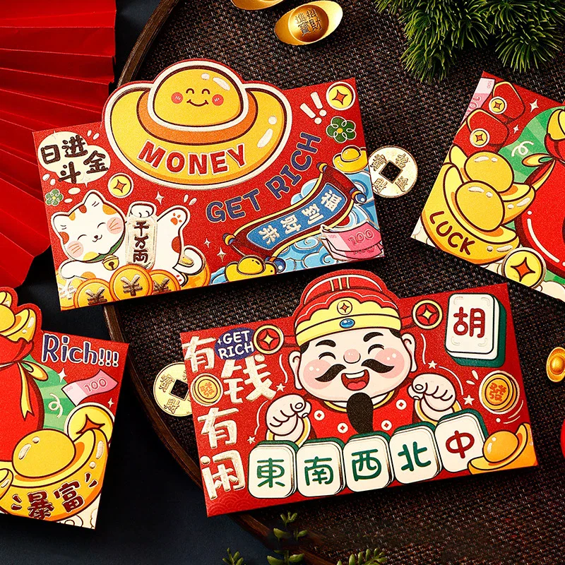 4Pcs Chinese New Year Money Envelope 2026 Horse Year Red Envelope Red Pocket Creative Cartoon Spring Festival Lucky Envelope