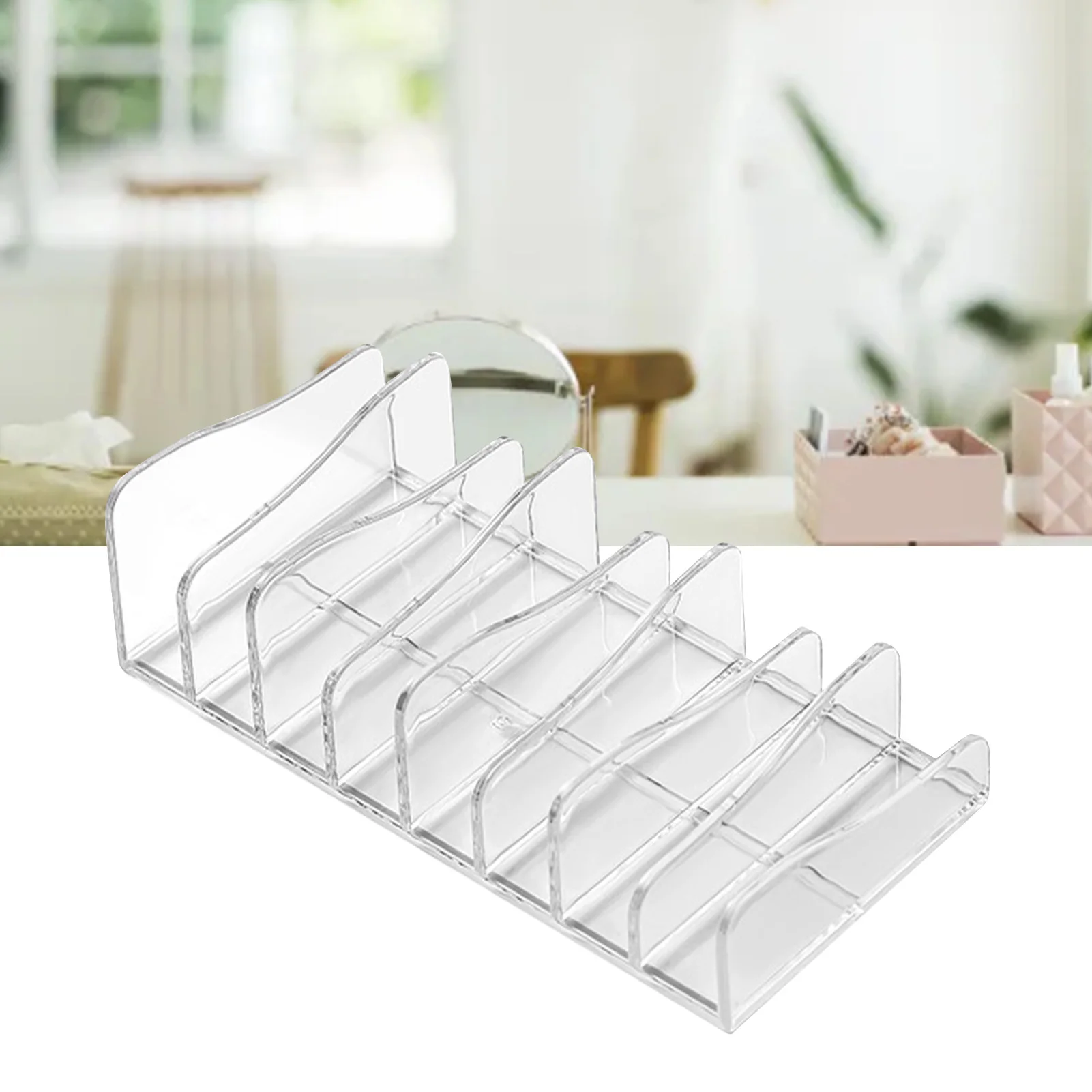 Desktop Eyeshadow Shelf Transparent Plastic Makeup Palette Organizer Multi Compartment Cosmetic Storage Holder