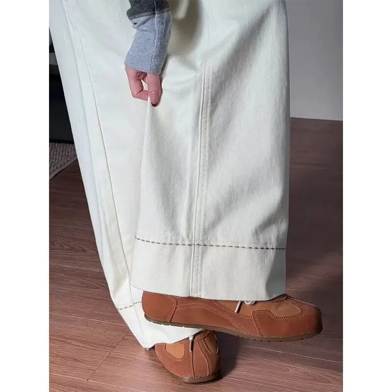 2025 خريف شتاء هاراجوكو شيك نمط ياباني مريح جينز دنيم فضفاض
