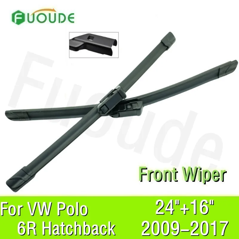 Front Wiper Blades Set For VW Polo 6R Hatchback 2009 - 2017 Windshield Windscreen Window 24"+16"