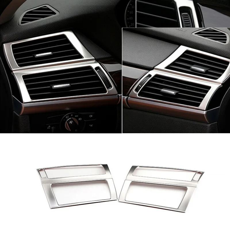 

For BMW X5 E70 08-13 X6 E71 08-14 2pcs Steel Interior Center Side Air Condition AC Vent Outlet Trim Car Interior Accessories