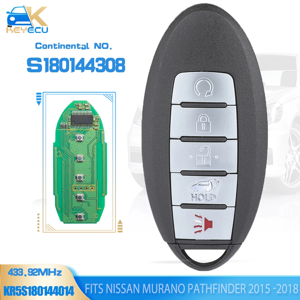 

KEYECU S180144308 Smart Remote Key Fob 433.92MHz for Nissan Murano Pathfinder 2015 2016 2017 2018