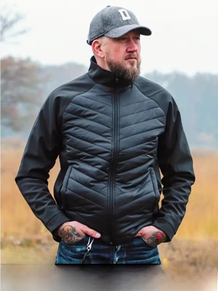 

American Sle Lightweight Waterproof Stand Collar Cotton Jaet for Men Warmth Autumn Winter Commuting Outerwear