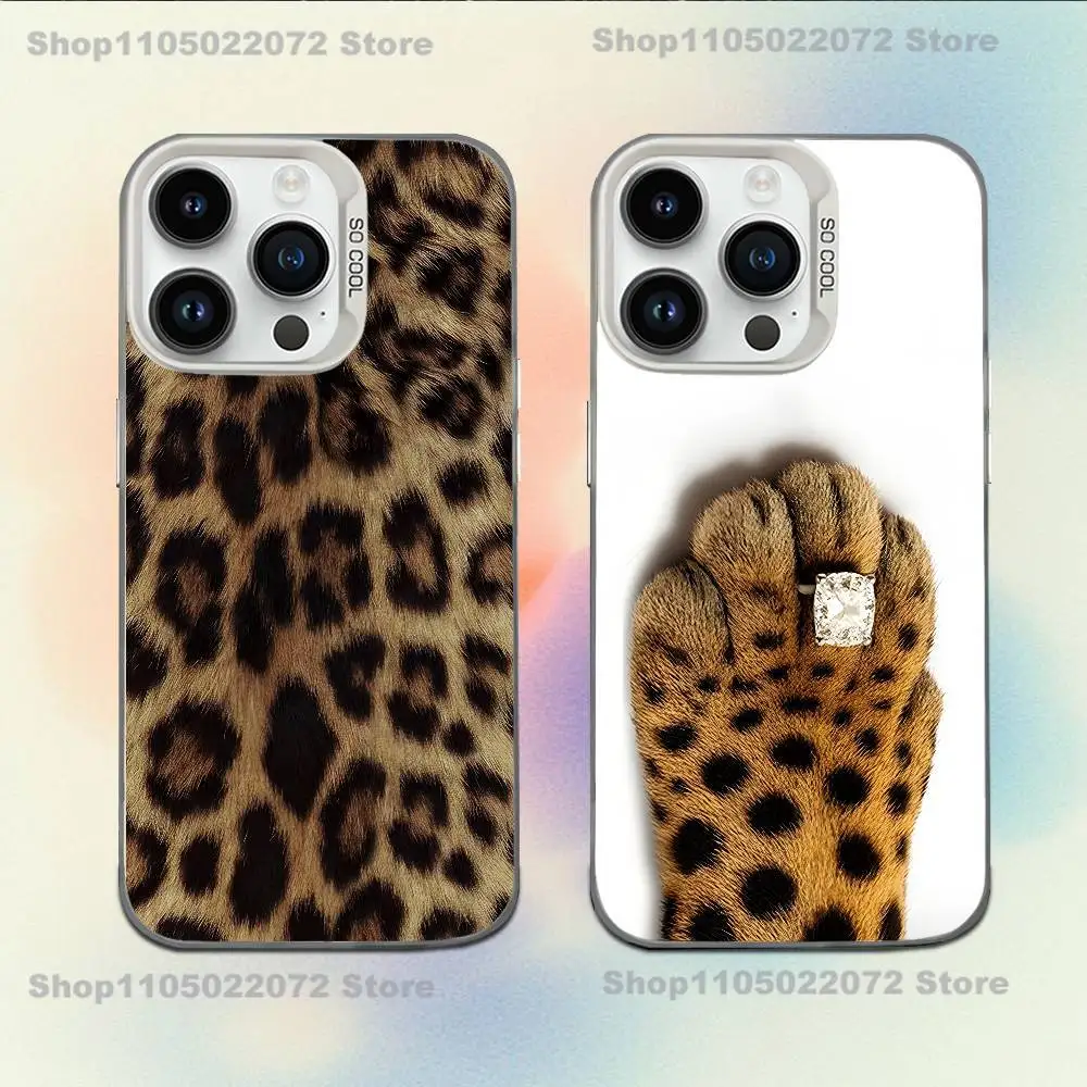 

leopard print Creative diamond leopard claw Phone Case For iPhone 16,15,14,13,12,11,Mini,Pro,E,MAX Candy Matte Shockproof Cover