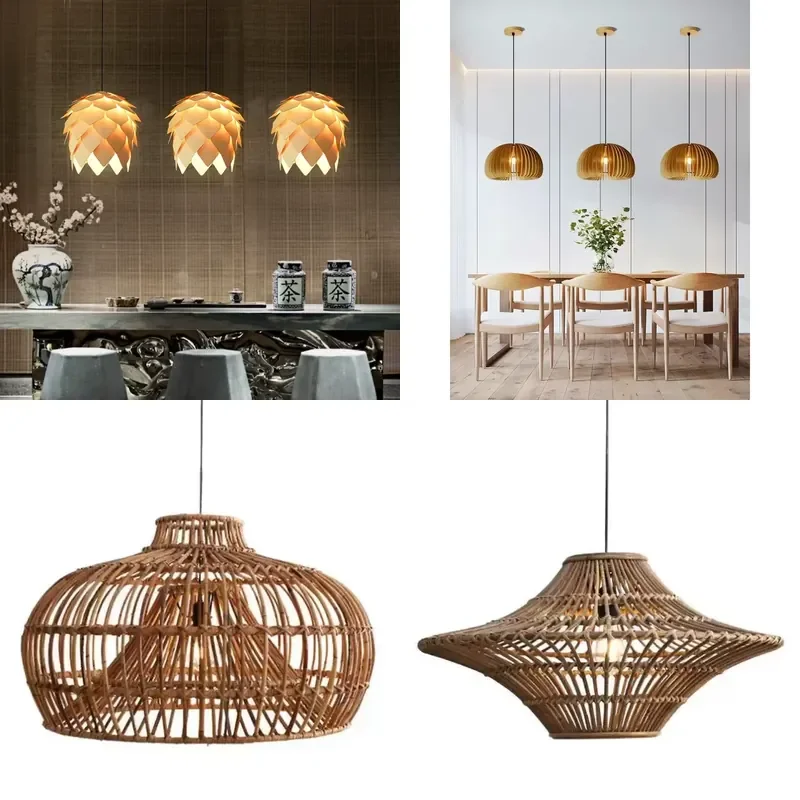 for Traditional Bamboo Wood Rattan Chandelier Luxury Lighting Fixture  Home Office Hotel Restaurant Interior Decoration