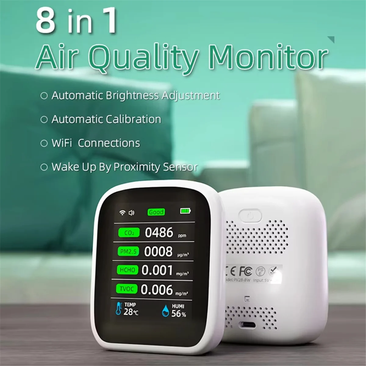 Tuya WIFI 8 & 1 مراقبة جودة الهواء HCHO TVOC PM1.0 PM2.5 PM10 تستر درجة الحرارة مقياس الرطوبة كاشف ثاني أكسيد الكربون-الشجرة القديمة