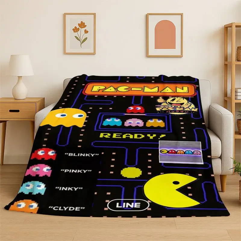 Retro P-Pacman Game Soft Flannel Throw Blanket,Cozy Blanket for Bed,Couch,Sofa,Bedroom,Living Room,Travel,Picnic  Camping