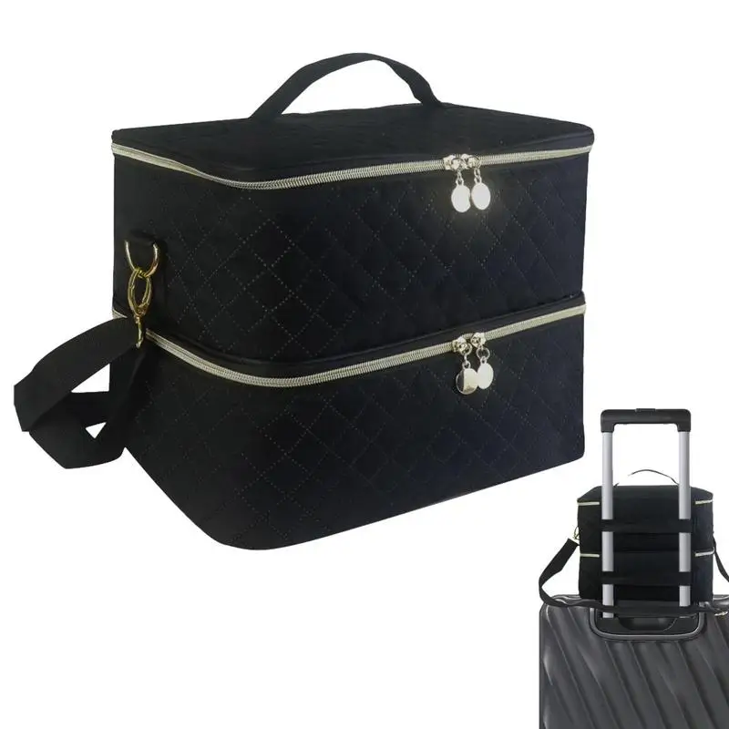 

Органайзер для лака для ногтей, Портативная сумка для хранения косметики с эфирным маслом для путешествий, вместительная двухслойная сумка