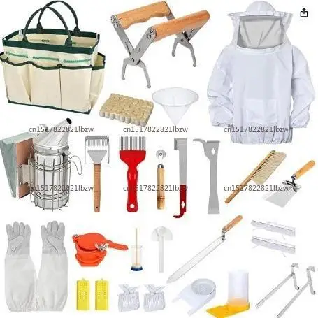New Comprehensive 30PCS Beekeeping Starter Kit Suit Jacket Hive Equipment Essential Tools for Professional Beekeepers