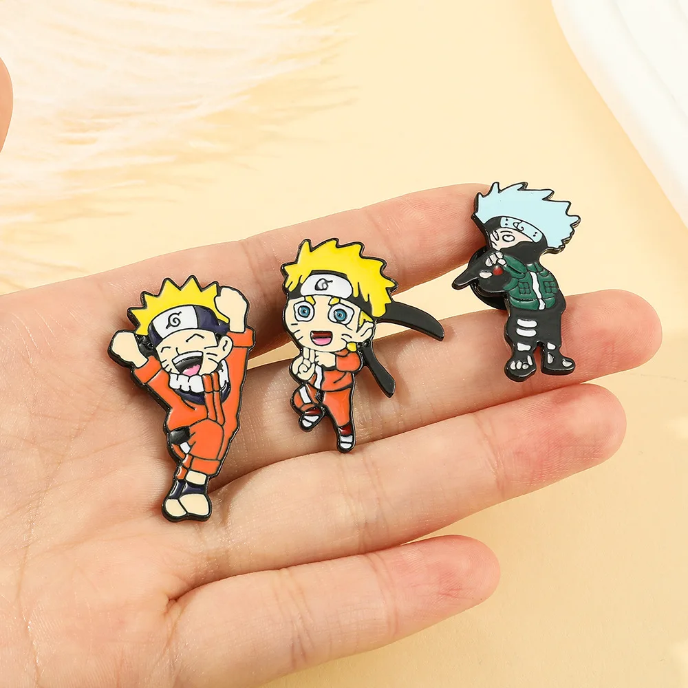 3Pcs/Set Japanese Anime Ninja Enamel Brooch Cartoon Characters Metal Badges Lapel Pin Cosplay Jewelry Accessories Fan Gifts