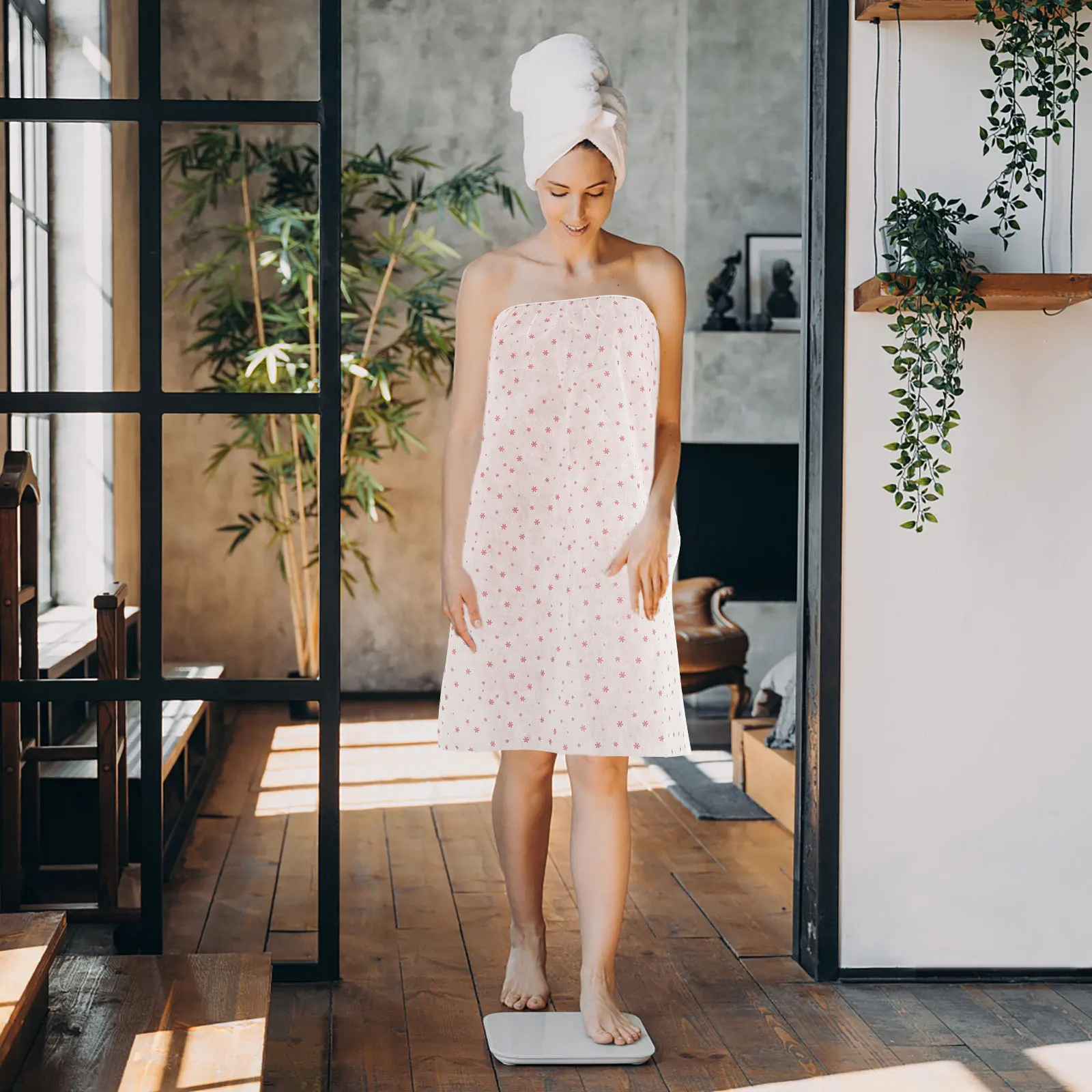 

10Pcs Elastic Nonwoven Fabric Disposable Bath Skirts Thickened Spa Wraps for Salon Spa Tourism Salon One-Time Bathrobe